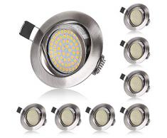 Faretti LED da Incasso 5W Luci da Incasso per Cartongesso, diametro foro 75mm, Plafoniere LED Soffitto Orientabile 40 Gradi, Luce Bianco Caldo 3000K, Rotondi, AC 230V (confezione da 8)