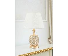 Lampada da tavolo Arielle oro con cristalli abatjour classica paralume tessuto 46 cm