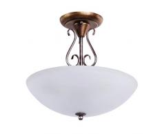 MW-Light 323012603 Lampadario da Soffitto Antico Metallo Colore Rame in Stile Classico Vetro Opaco E27 3 x 40W Escl
