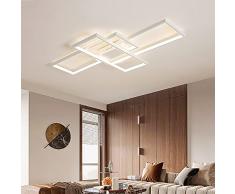 Plafoniera moderna e minimalista a LED Lampada da soffitto quadrata geometrica Plafoniere di design alla moda Plafoniere di personalità Camera da letto Studio Soggiorno Lampada da soffitto, Bianco,90
