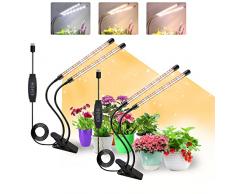 COKOLILA 2 pezzi Lampada per piante, 320 LEDs luce per piante spettro completo, Luci Piante 3000K 5000K 660nm per piante da interno con timer, 3 modalità, ideale per piccole piante (senza adattatore)