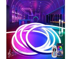 BAGZY Striscia LED RGB Neon 30M, Nastri LED 220V Impermeabile IP65 Tubo Flessibile, Controllata da APP Bluetooth, con Telecomando, per Camera da letto, Bar, Sala Giochi, Compleanno, Interno ed Esterno
