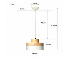 E27 Metallo Lampada a Sospensione Industriale Moderno Sospensione Lampade e Lampadari Moderni Creativo Plafoniera Lampadario Moderno Metallo e Legno Illuminazione a Sospensione Lampadario (Bianco)