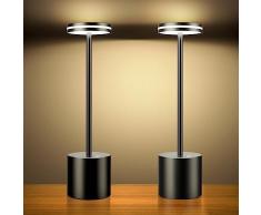 Hapfish Lampada da Tavolo Ricaricabile LED, 5000mAh Lampada da Comodino 2 Pezzi Senza Fili USB, Luce a Batteria Dimmerabile, 3 Modalità di Colore, per Scrivania Esterno Tavola Ristorante Comodino