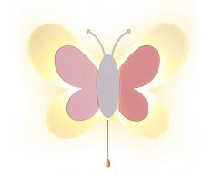 AKBOY Farfalla Lampada da Parete per La Stanza dei Bambini Tricolore Dimmerabile Faretti da Muro LED 14W Applique da Parete con Interruttore a Cavo Luce Notturna Luce Camera Letto Decorativa