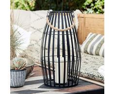 Lights4fun - Lanterna Grande di Metallo Nero con TruGlow® Candela a Pile per Giardino ed Esterni