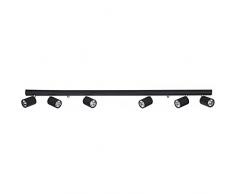 MAZZOLA LUCE Plafoniera nera barra da soffitto sei faretti neri gu10 led orientabili metallo per interni moderna
