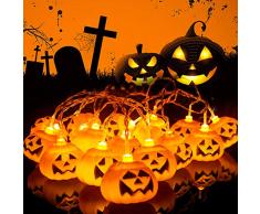 Catena luminosa di Halloween da 3 metri con 20 LED, decorazione 3 in 1 con zucche arancioni, pipistrelli e fantasmi bianchi. | Leroy Merlin
