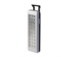 POLY POOL | PP3305AM Lampada di Emergenza Ricaricabile 30 Led 150 Lumen Luce di Emergenza Senza Fili 230V Lampada di Emergenza Led Automatica per Casa Campeggio di Colore Bianco e Nero