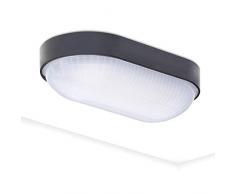Oktaplex lighting, Base Oval, Plafoniera LED Ovale, Nera 9 W, Lampada a Muro 800 lm 4000 K Bianco Neutro, Lampada Soffitto IP65 per Garage, Cantine e Terrazze