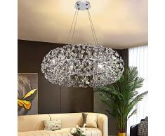 EFPD Lampadario moderno in cristallo a dente di leone, grande pendente da soffitto ad anello in argento, lampadario in cristallo per camera da letto, soggiorno, sala da pranzo (12 luci, argento)