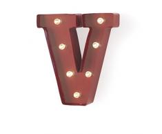MONTEMAGGI lampada V luminosa e colorata in stile industriale in metallo a luci led. Bellissima da appendere in casa insieme alle lettere luminose. Dimensioni 20x5x23 cm.