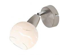 Briloner Leuchten 2046-012 - Lampada da parete con faretto girevole e orientabile, elegante stampa in vetro, attacco E14 max. 40 Watt, metallo, nichel opaco, 8 x 8 x 10,5 cm