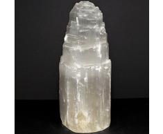 Grande 3,3 kilogram 25,1 cm bianco selenite lampada singola torre cristallo minerale naturale Spar pietra Decor Night Light Lamp W/cavo e lampadina LED - Marocco