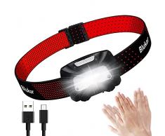 Blukar Lampada Frontale LED,Torcia Frontale LED USB Ricaricabile con Sensore Movimento,2000lm IPX5 Impermeabile Luce Frontale Lampade da Testa con 6 Modalità di Illuminazione per Campeggio,Corsa