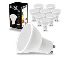 V-TAC 10 lampadine LED GU10 da 4,5 W, 400 lumen, alta luminosità, faretti LED GU10 per la massima efficienza e risparmio energetico, luce bianca fredda da 6500 K.