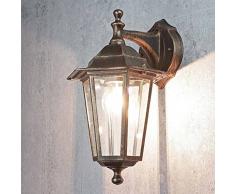 Applique da parete Paris Lanterna elegante bronzo anticato vintage stile rustico E27 impermeabile IP44 ideale per esterni: cortile, balcone e giardino