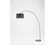 Lampada da terra ad arco modello 6304N Perenz Questa lampada da terra e realizzata con una montatura in metallo verniciato bianco e paralume in stoffa Nero
