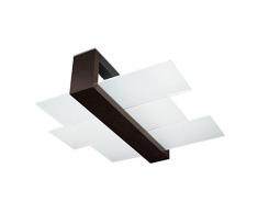 SOLLUX lighting Feniks 2 Lampada da soffitto | Elegante alloggiamento in legno + combinazione di paralume in vetro | Lampadina E27 sostituibile, 2 x 60 W | Wengé, 43 x 43 x 12 cm