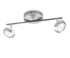 Philips Lighting 571721716 myLiving Barra Spot con 2 Luci LED, Dettagli in Cromo, Acciaio Spazzolato