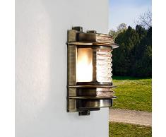 Lampada da parete Gracia per esterni in ottone stile nautico applique retrò antica antiruggine IP64 E27 ideale per giardino, cortile, vialetto