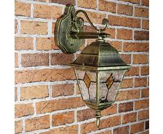 Applique vintage Salzburg classica color oro antico in stile Tiffany E27 IP44 arredamento e illuminazione da esterno per giardino balcone terrazzo
