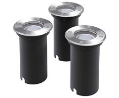 vidaXL 3X Faretto Carrabile Rotondo Esterno Luci Interrate a LED Calpestabili