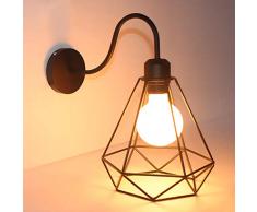 Applique da parete interna Edison Lampada Vintage Industriale Gabbia Lampada da Parete Illuminazione a Soffitto per Cucina, Soggiorno,Bar,Ristorante Soffitta Metallo Nero