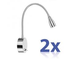 parlat, Lampada da lettura a LED con collo flessibile e interruttore, luce bianca, 230V AC, confezione da 2
