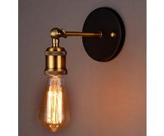 fltrade lampada da parete lampada da parete industriale con regolabile in ottone della testa, 40 W Attacco E27, Vintage Retro Café loft bar corridoio lampada (senza lampada)