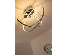 LED Plafoniera Lampada da Soffitto Design Moderno Anelli Metallo Cromato - 3000 Kelvin Illuminazione LED Interni Eleganza ed Efficienza