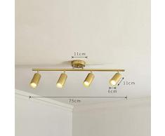 Plafoniera Led Rotondo A 4 Teste Faretto Rotante In Ferro Battuto Orientabile Lampada A Binario Guardaroba Lampada Da Esposizione Per Negozio Di Abbigliamento, Oro