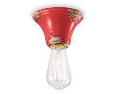 Ferroluce RetrÃ² Plafoniera Vintage Minimal E14, 46 W, Rosso Lucido, 10x7.5 cm