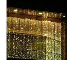 Minger Tenda Luminosa Catena Luminosa 3m x 3m 300 LED Bianco caldo Luci Natalizie per Interno & Esterno Ideale per Decorazione Natale/Matrimoni/Feste