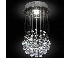 Bakaji Lampadario a Sospensione Lampada Da Soffitto Con Sfere e Pendenti In Cristallo Di Vetro Stile Moderno Classe A++ Dimensione 50x25x25cm Colore Argento