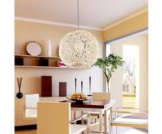 GQLB - Lampadario sferico realizzato in rattan, ideale per bar e salotto, effetto lounge 300mm