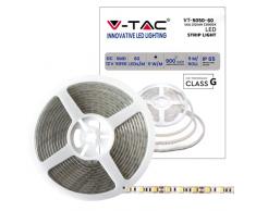 V-TAC Striscia Led da Esterno IP65 Impermeabile 11W - 5 Metri di Lunghezza - SMD 5050 Alta Luminosità - Luce 3000K Bianco Caldo - Strisce Led - Strip Adesiva e Copertura in Silicone - 12 Volt