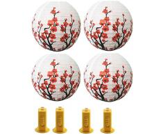 4PCS Lanterne di carta cinese giapponesi appeso lampada lanterna con luce LED per la casa o la decorazione del partito (bianco)