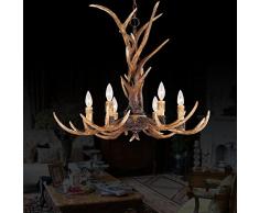 EFFORTINC ® Vintage Chandelier Deer Horn resina 6 luci, lampadari rurali campagna corna, Sala studio / ufficio, sala da pranzo, camera da letto, Soggiorno Lampadario