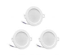 bapro 3 Faretti Led da Incasso per Cartongesso, 6W 450LM Faretti da Incasso, 230V Faretti Ultrasottili, 3000K Bianca Calda Spot LED, IP44 Luci da Soffitto per Mobili, Bagno, Cucina, Foro Ø75 - Ø85mm
