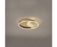 OQHAIR Plafoniera rotonda in ottone vintage Home Plafoniera da incasso a LED con telecomando Camera da letto moderna vicino alle plafoniere Lampada da soffitto per tavolo da pranzo per interni