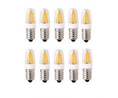 BHDP Lampadine LED Lampadario a filamento COB, Base E14, 2W (equivalente alogeno 20W), 190LM, 3000K / 6000K, Lampadine dimmerabili E14 AC200-240V per illuminazione domestica, illuminazione a LED da 10 pacc
