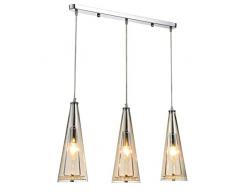 Moderno Ambra Lampada a sospensione Tondo Vetro Cristallo Lampadario E14 3 luce Luce pendente per Isola della cucina Sala da pranzo Tavolo da pranzo Bar loft Balcone Soggiorno Illuminazione, A