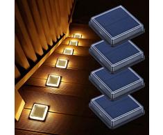 Lacasa Luci Solari Esterno Terra, 4 Pezzi Lampade Solari da Giardino Bianco Caldo 3000K 50LM LED Luce Solare Energia, Lampada Auto On/Off, IP68 Impermeabile Luci per Sentieri