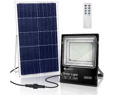 Aigostar - Faro led esterno con pannello solare,300W,luce bianca 6500k.Faretto led solare con telecomando.Grado di Protezione IP66, Super luminosa faretti led con pannello solare,Lunghezza del cavo 2M