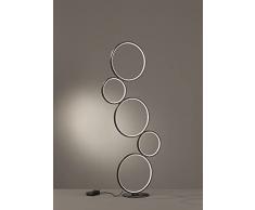 MAZZOLA LUCE Lampada da terra piantana cerchi led 36w 3000k dimmerabile nera design moderna per soggiorno camera da letto
