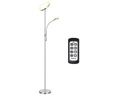 Tomons Lampada da Terra LED Dimmer, Lampada da Pavimento Torchiere a Doppia Luce con Telecomando, Dimmer Continuo, 3 Temperature di Colore, per Soggiorno, Camera da Letto, Ufficio, Studio
