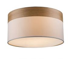 Plafoniera design lampada da salotto tessuto schermo faro in legno beige Globo 15221D