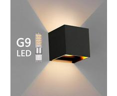OOWOLF LED Lampada da Parete Esterna IP65 Impermeabile, Applique di G9 Sostituibile in Alluminio 3000K Bianco Caldo per Esterno ed Interno, Giardino, Portico, Bagno, Corridoio