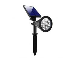 Faretto a led con pannello solare da esterno per giardino orientabile 3w 200 lumen luce con picchetto lampada proiettore spot (3W - luce calda - solare)
